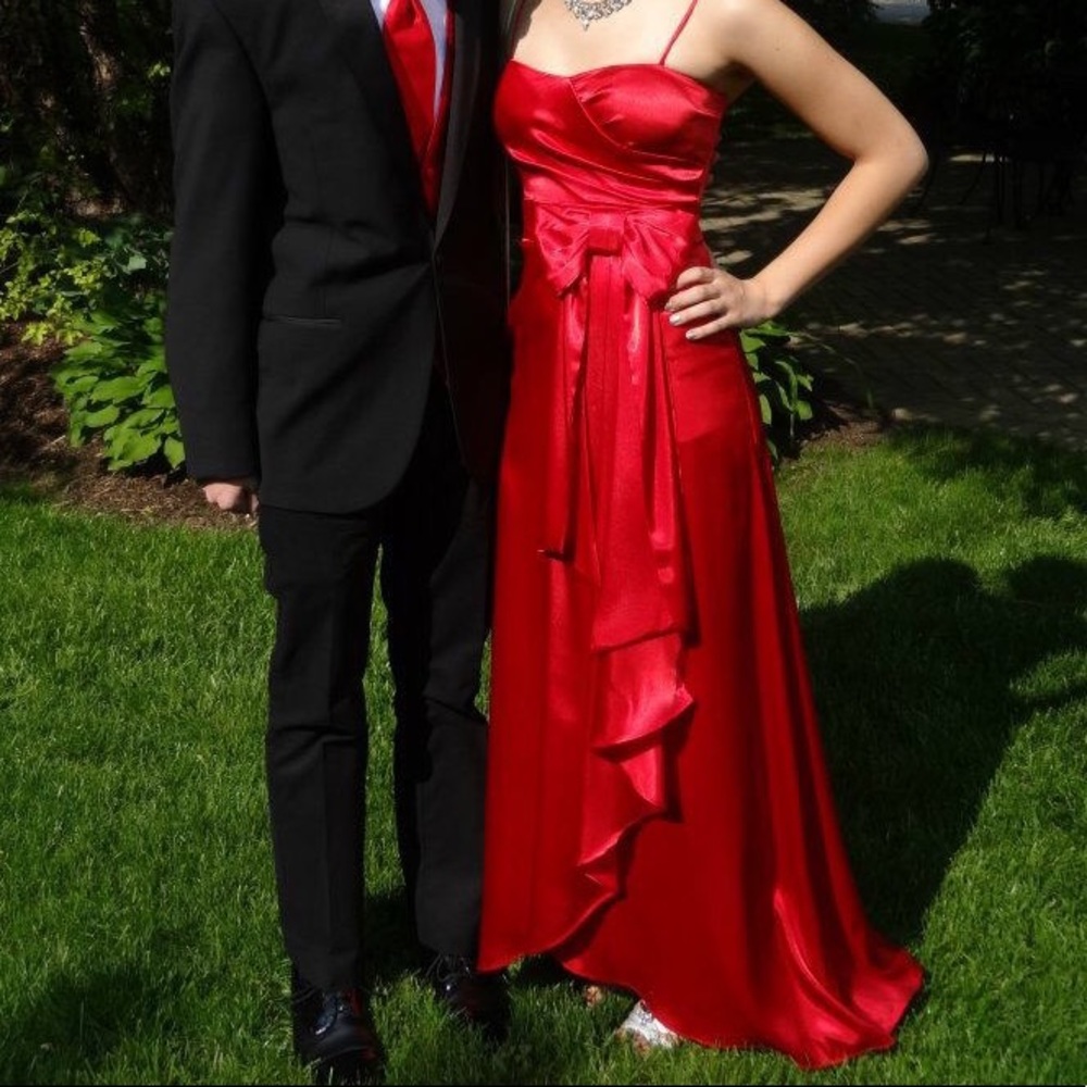 B. Darlin Red Big Bow Prom Dress